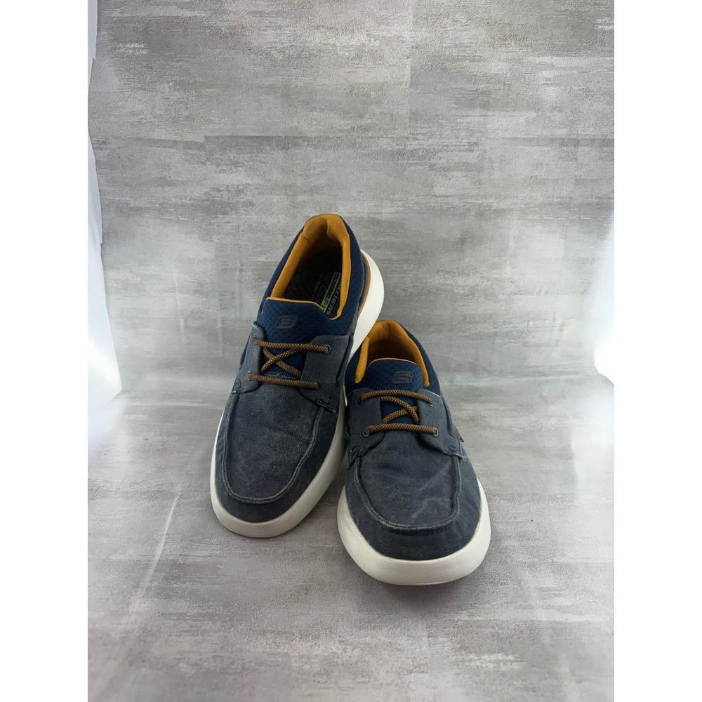 Skechers Relaxed Fit Navy Boat Shoes Men Sz 8.5 Air-Cooled Memory Foam 65896
